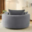 Fauteuil pivotant à 360° avec coussin double couche, 3 coussins de soutien, revêtement en velours côtelé doux et dimensions de 146 cm (57,5 pouces), fauteuil de salon pivotant gris avec coussins amovibles et revêtement élégant en velours côtelé, 146 cm (57,5 pouces), pour le bureau