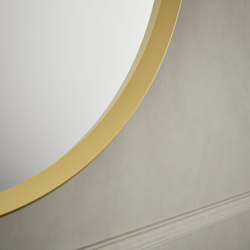 Essential Capsule Wall Mirror, Bathroom/Vanity Mirror with Frame, Moderne Brushed Gold, 36" x 18"