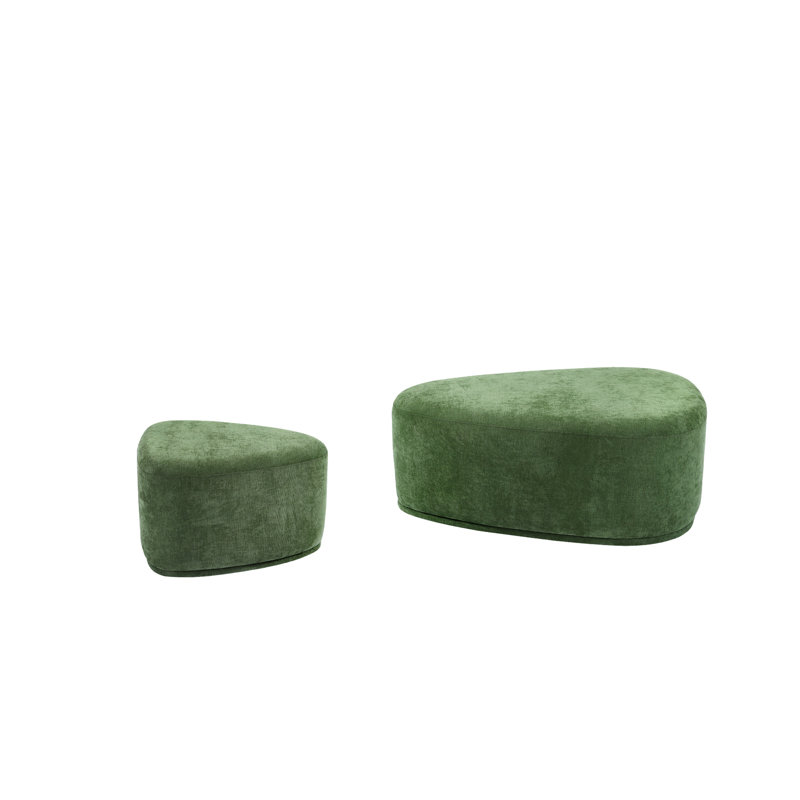 43.6cm Wide Triangle Solid Colour Footstool Ottoman, Green