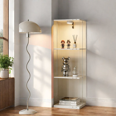 Modern Rotatable Bookcases With Tempered Glass And Storage, Ideal For Home