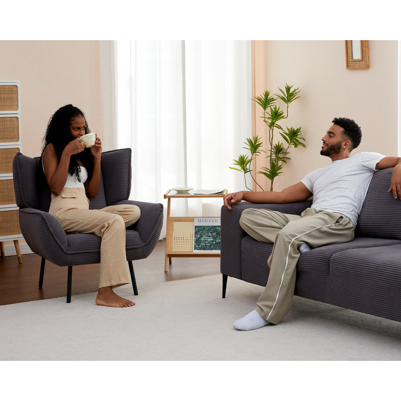 Bentyn 31.2'' Corduroy Sofa, Gray