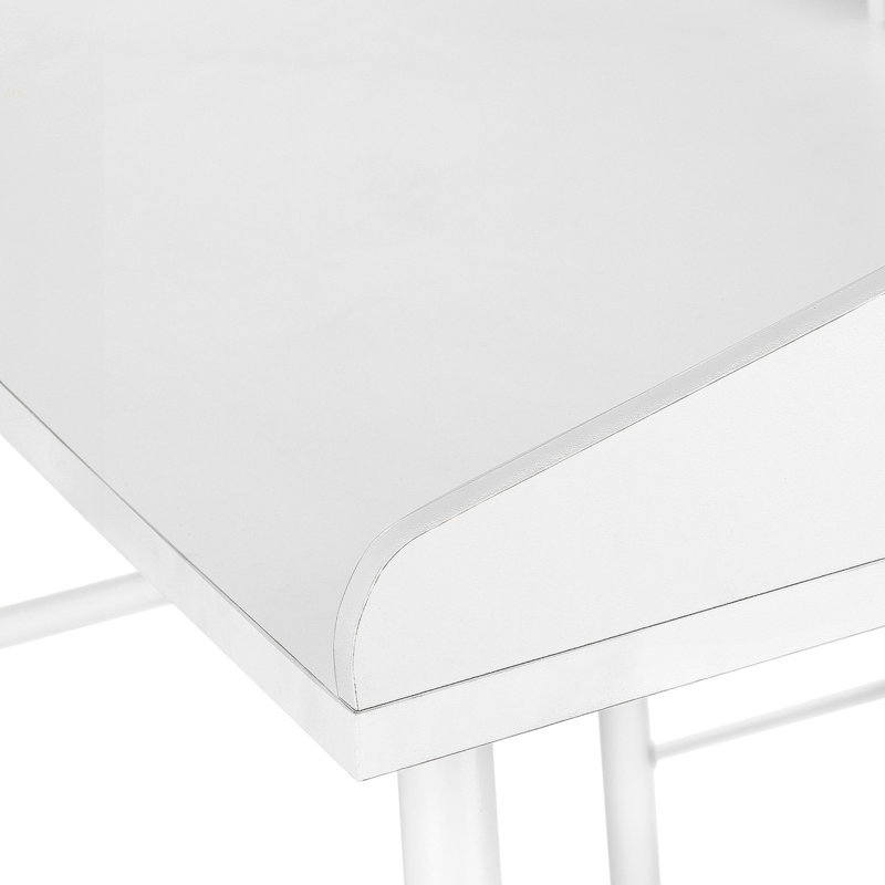 Bureau d'ordinateur, bureau personnel, ordinateur portable, tablettes de rangement, L 48 po, travail, stratifié blanc, métal blanc, contemporain, moderne