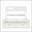 Lit plateforme simple double avec tablettes de rangement et tiroirs, lit plateforme avec lattes de soutien, conception enfantine et maisonnette, blanc-129230764