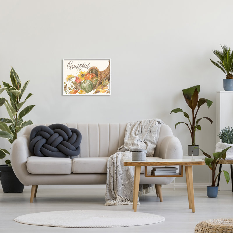 «Grateful Sentiment Autumn Harvest Cornucopia Pumpkins» par Silvia Vassileva, reproduction d'art sur toile, H 16 po x l 20 po