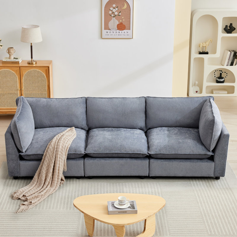 Eagan 106" 3 - Piece Modular Sofa, Chenille gris-bleu
