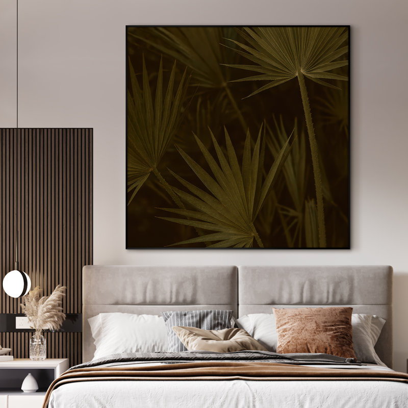 Très grand art mural imprimé sur toile - feuilles, art botanique, décoration pour le salon ou la chambre à coucher - «Assemblage requis du cadre (cadre non fini)»