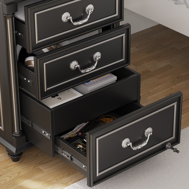 3 Drawer Bedside Table With Reading Light, Black