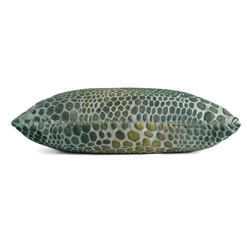 Snakeskin Square Velvet Pillow Cover & Insert, Basil, Rectangle 14"H x 20"W