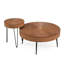 Ensemble de 2 tables basses rondes Boho avec plateau en bois de pin massif et pieds en métal