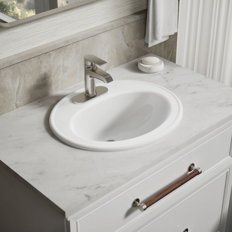 Pennington® Self-Rimming Drop-in Bathroom Sink with 4" Centers, No, White