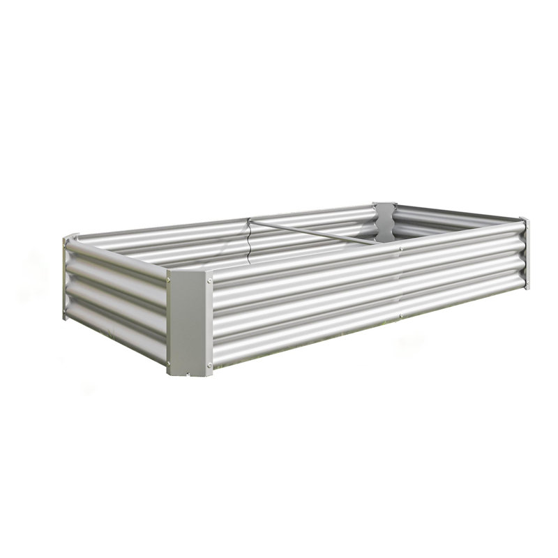 Metal Corrugated Iron Raised Garden Bed for Outdoor Plants, Vegetables, and Flowers, 11.8" H x 70.87" W x 35.83" D, Silver
