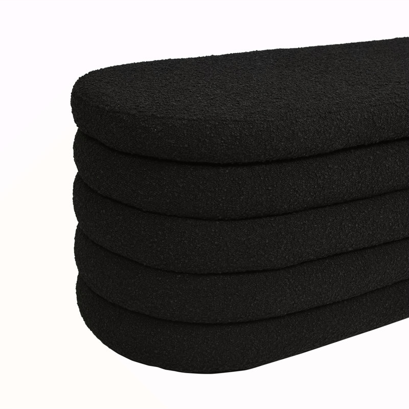 Banc de rangement ovale rembourré 49 po Fuji, Noir