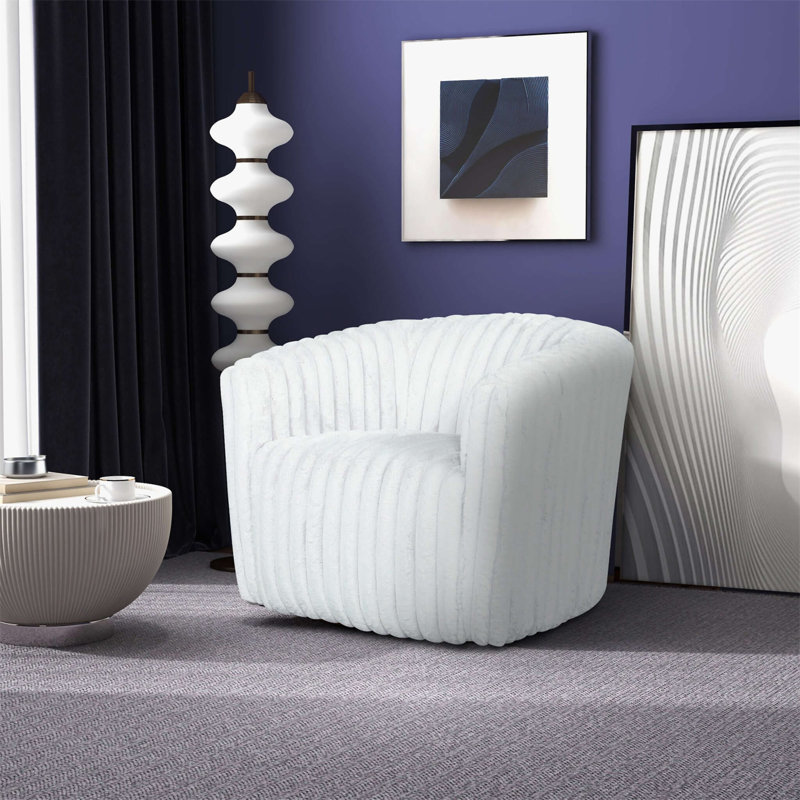 Fauteuil pivotant en velours blanc Mira, Blanc