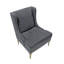 Fauteuil d'appoint à oreilles moderne en chenille gris foncé avec pieds en métal doré et dossier cousu à losanges-134541546