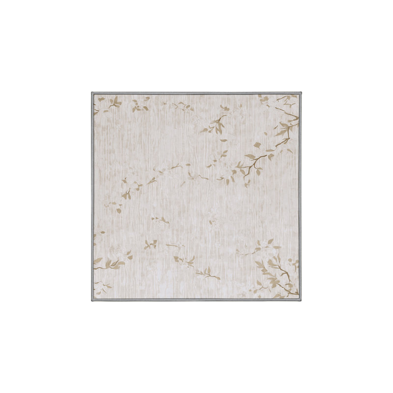 Machine Washable Gray Area Rug, Square 3'
