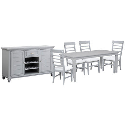 Table de salle à manger extensible grise avec 4 chaises