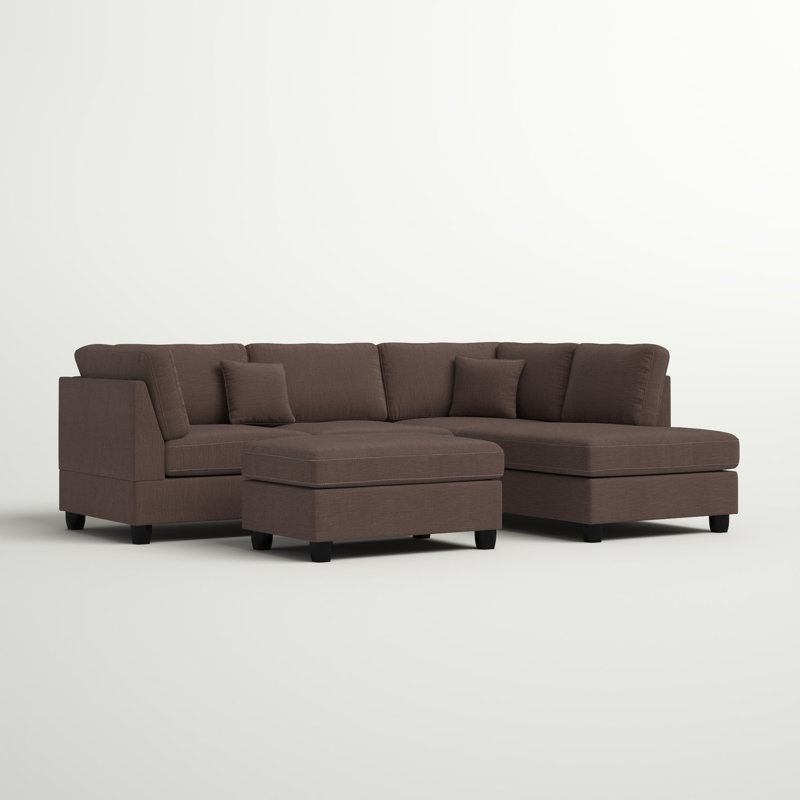 Upholstered L-Shaped Sectional Reversible, Chocolate