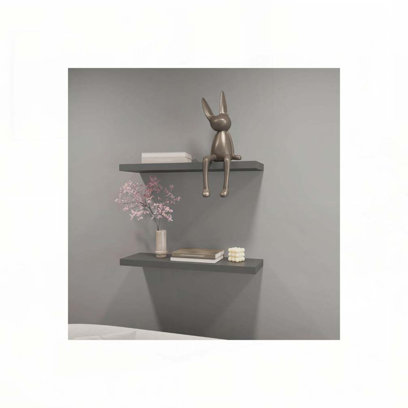 Matt Grey Floating Shelf, Gray