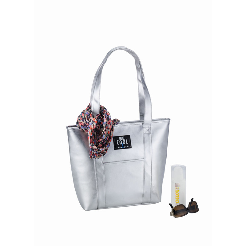 Symple Stuff Picnic Tote Bag Cooler in Silver, 14 L