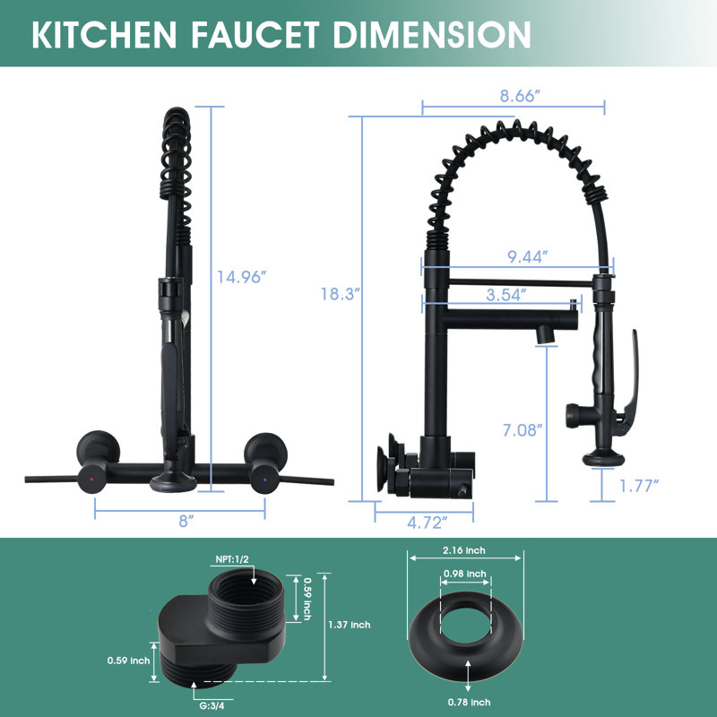 DORNBERG Kitchen Faucet, Matte Black