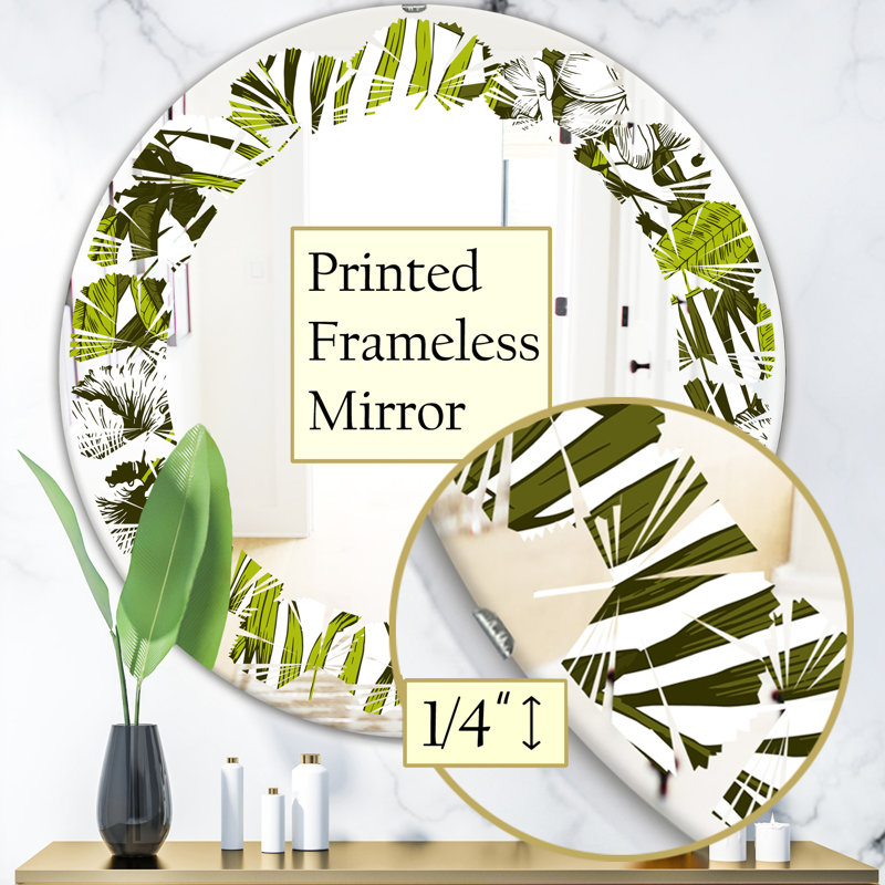Miroir mural Palm Leaves I, H 23,6 po x l 23,6 po
