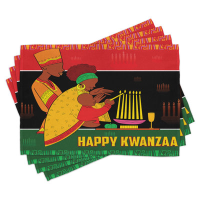 One Allium Way® Ethnic Place Mats Set of 8 Happy Kwanzaa Calligraphy 8 pcs Multicolor -  55F68B51D2FE44B7AC2A1F66DCBC06D3