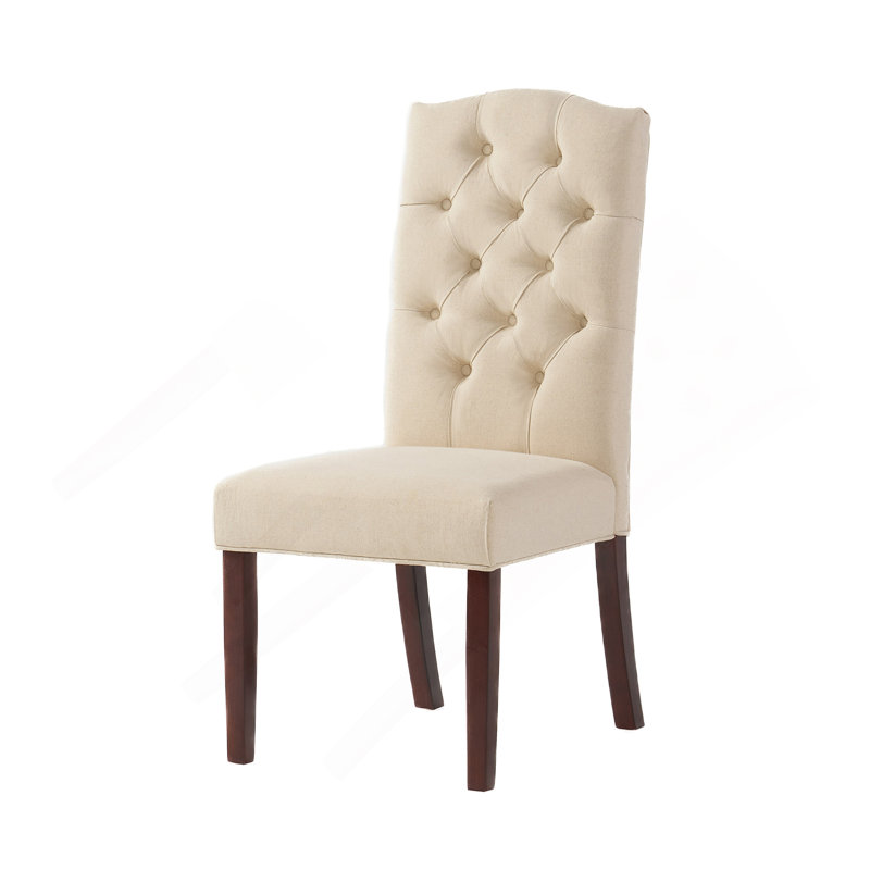 Ethylene Tufted Parsons Chair, Linen Ivory, Brown