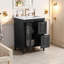Meuble-lavabo simple 24 po avec lavabo en céramique (encastré) et armoire en bois massif-2075425028