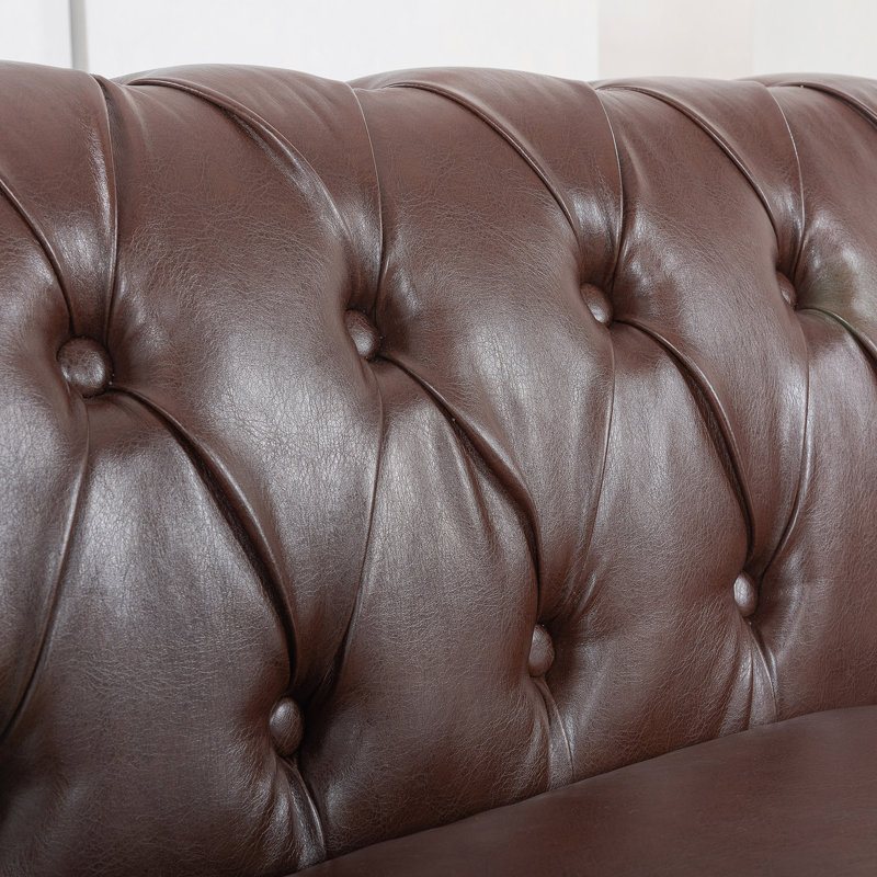 Canapé Chesterfield 84,65 po., Marron foncé