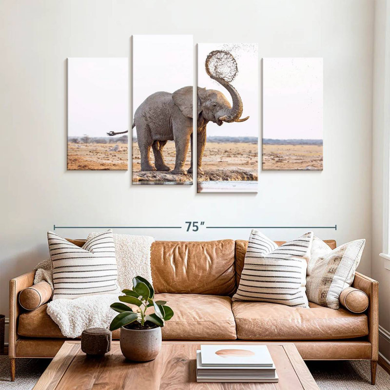 Elephant Mud Splash, 42" H x 68" W