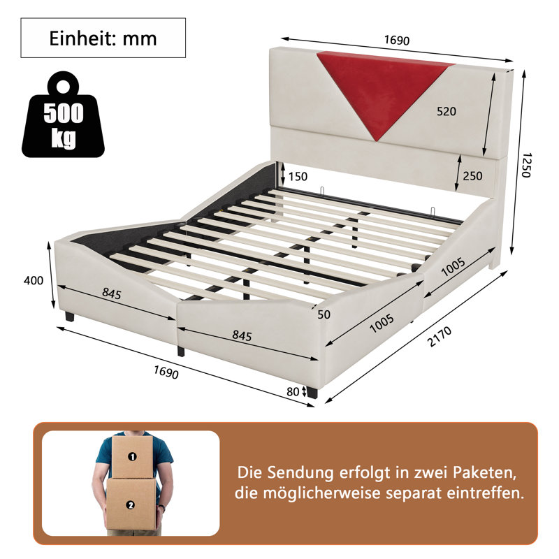Upholstered Bed, European Kingsize (160 x 200 cm)
