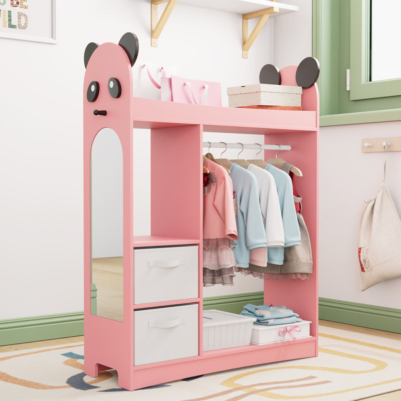 0 Door Manufactured Wood Wardrobe, Pink