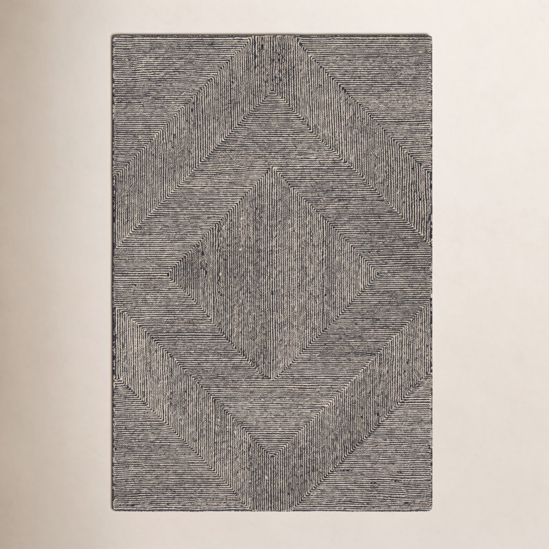 Peeta Hand Tufted Wool Geometric Indoor Rug, Rectangle 5' x 7'6"