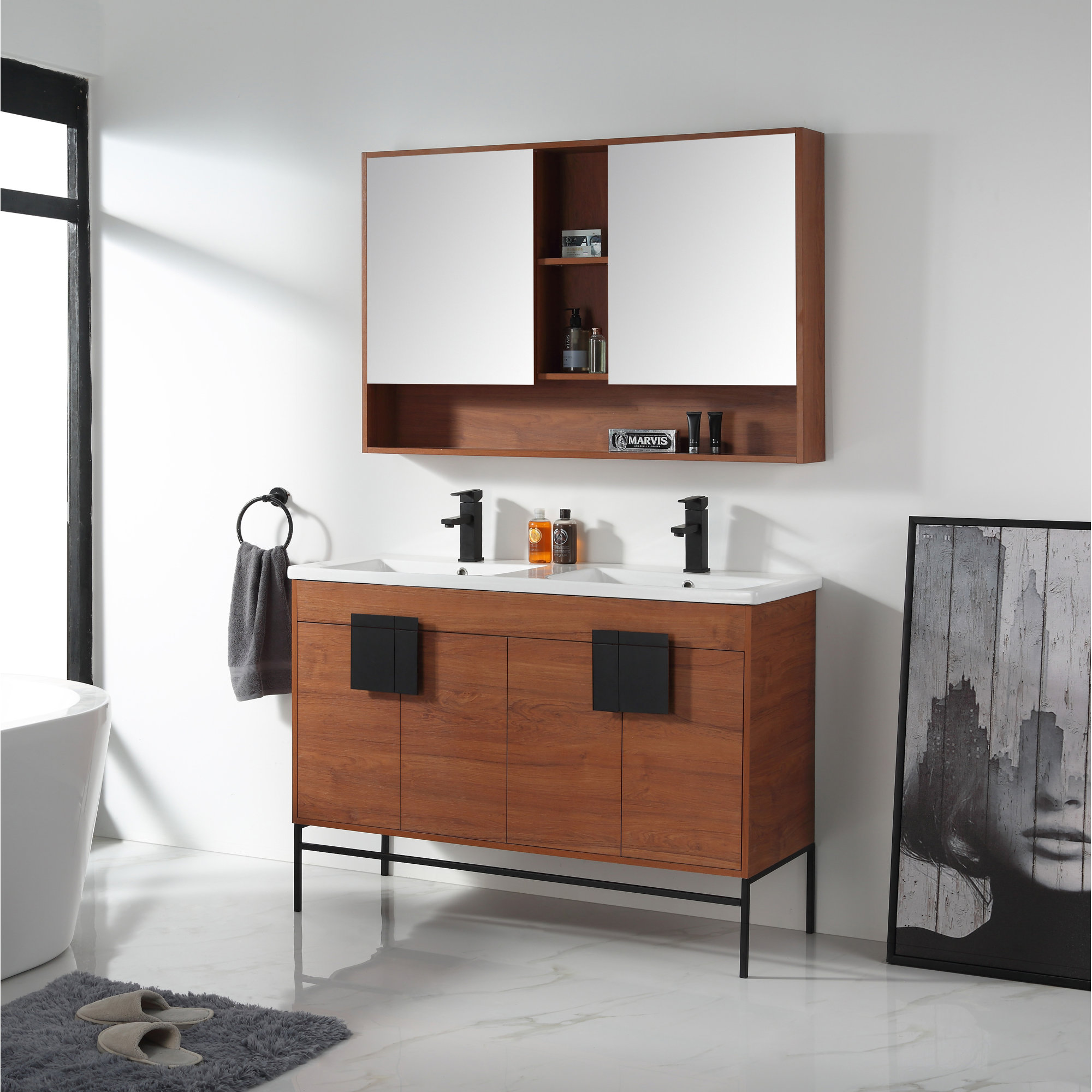 Maisie Surface Double Medicine Cabinet, Walnut