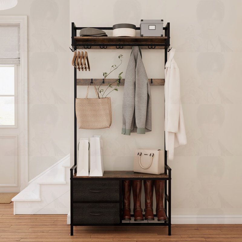 5-in-1 Entryway Bench with 23 Hooks