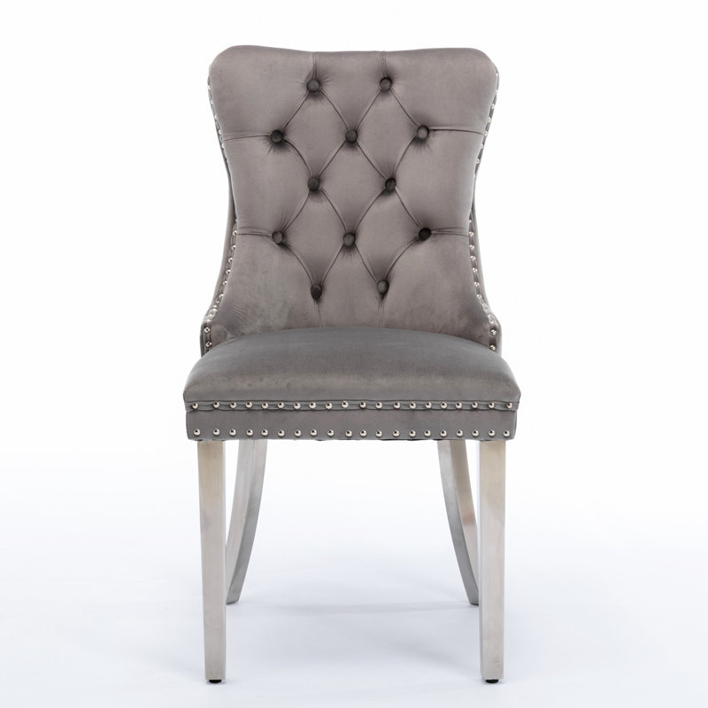 Gigee Dining Chair, Gray, Chrome