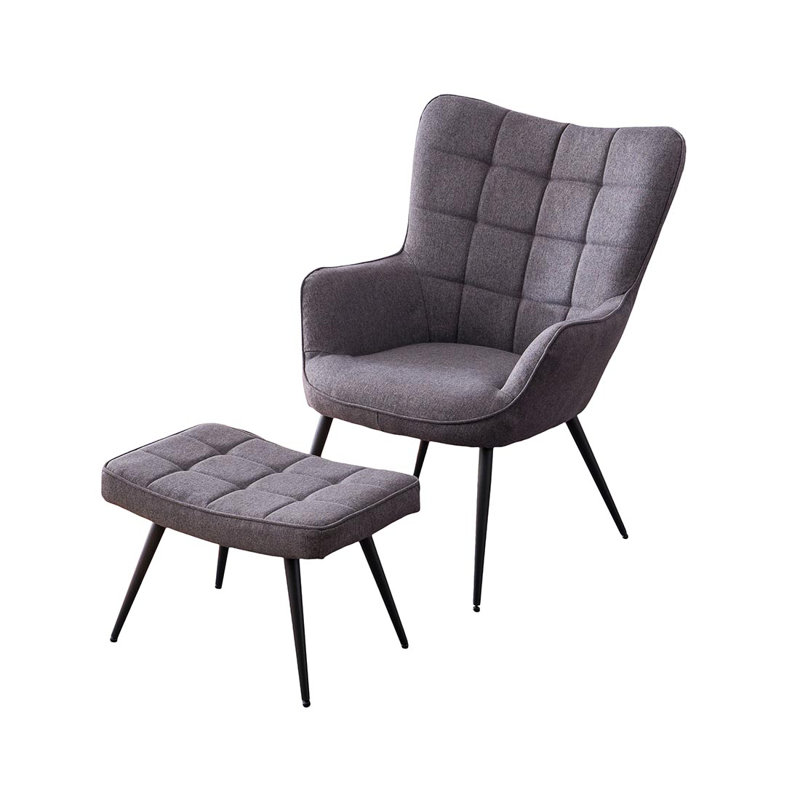 Pippin Upholstered Accent Chair with Footstool, Charcoal