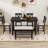 Daury 6Pcs Counter Height Dining Set with 4 Upholstered Chairs, Bench and Storage Shelf-2094039488