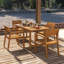 Ensemble de salle à manger d'extérieur 5 pièces en bois d'acacia naturel Table Table rectangulaire 4,59,06 pouces avec trou pour parasol ｜ Convient pour une utilisation sur le patio, la pelouse, le jardin, au bord de la piscine et à l'intérieur Res Résistant aux rayons UV-175985887-175985886
