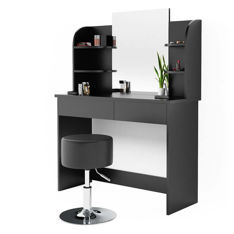 Bella Vista Dressing Table with Mirror, Black