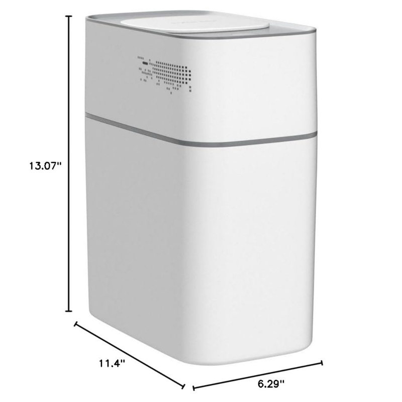 Poubelle de salle de bain avec couvercle, poubelle mince 3,8 gallons, petite poubelle en plastique, poubelle à capteur de mouvement étroit pour chambre à coucher, téléviseur, bureau blanc