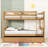 Full Over Full Wood Bunk Bed With Twin Trundle, Ladder And Guardrails-381972280