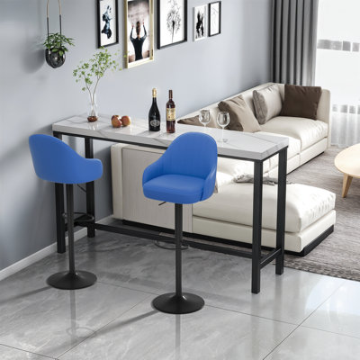 Tabourets de bar pivotants en cuir synthétique, tabourets de bar réglables à hauteur de comptoir avec dossier et repose-pieds