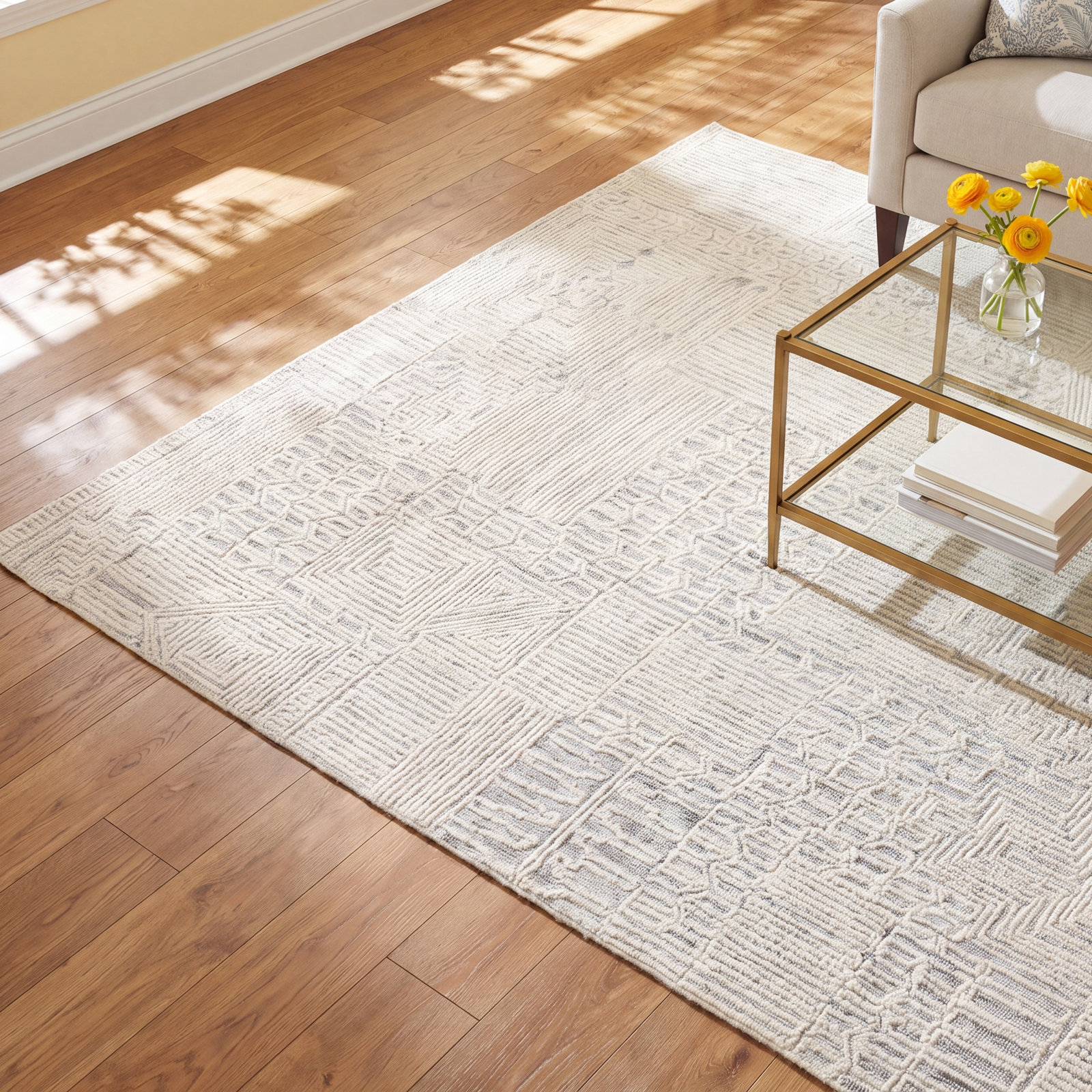 Alexei Cream Light Gray Hand-Tufted Rug, Rectangle 8' x 10'