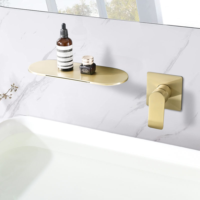 Wall Mounted Bathroom Faucet, Brushed Gold