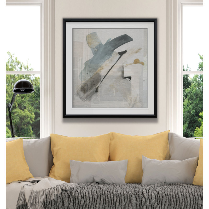 «Sand and Sky III», peinture, H 16 po x l 16 po x p 1,5 po, Cadre noir