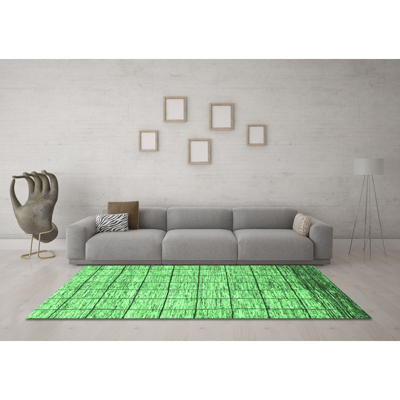 Washable Plaid Indoor Rug, Round 5'