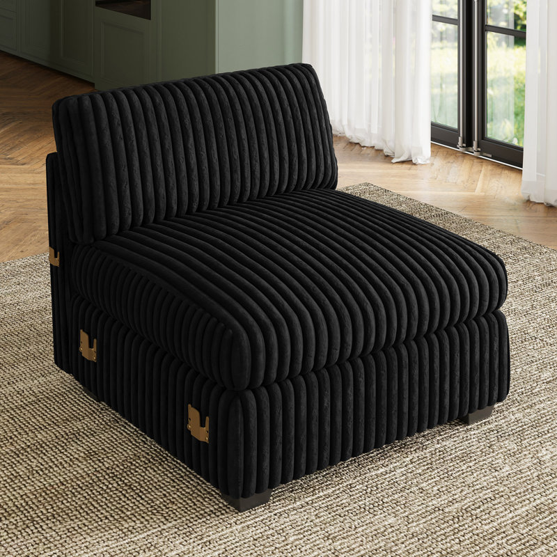  Canapé modulaire en velours côtelé Knopp, Black Plush Corduroy