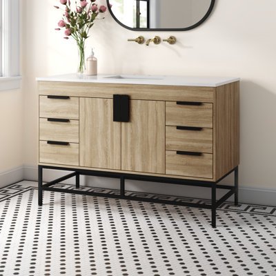 Eugene 48'' Single Bathroom Vanity with Engineered Marble Top