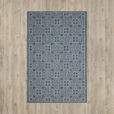 Arneshia Geometric Navy/Gray Indoor/Outdoor Area Rug
